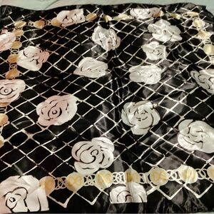 Elegant Black and White Floral Scarf